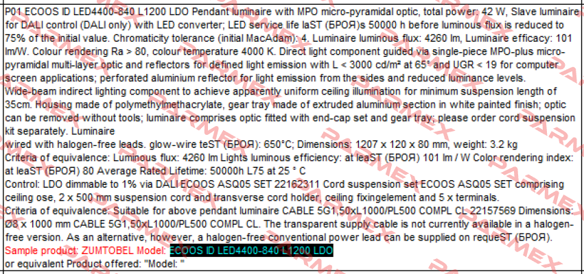 ECOOS ID LED4400-840 L1200 LDO  Zumtobel