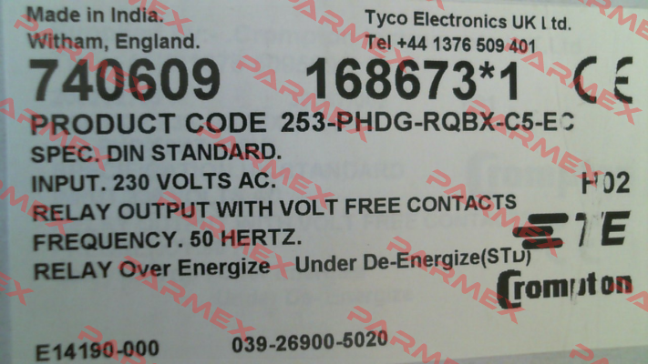 253-PHDG - 230V/50Hz CROMPTON INSTRUMENTS (TE Connectivity)