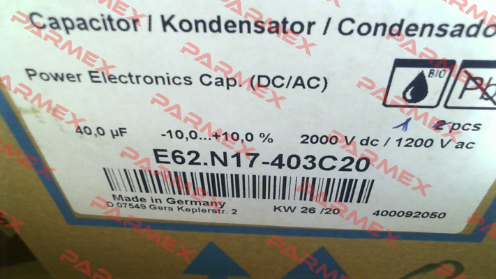 E62.N17-403C20 40μF Electronicon