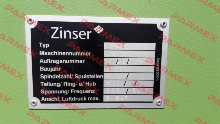 DWG.NR: N 077 14 000 ZINSER CODE: 1-455.00.0017  Zinser