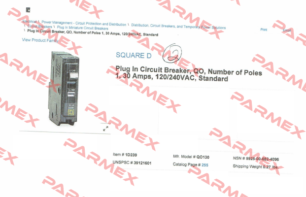 QO130  Square D (Schneider Electric)