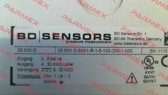 26.600 G-6001-R-1-5-100-200-1-000 Bd Sensors