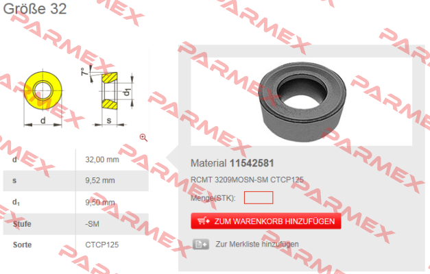 RCMT 3209MOSN-ZM HCX1125 (CT 115 42581)  Ceratizit