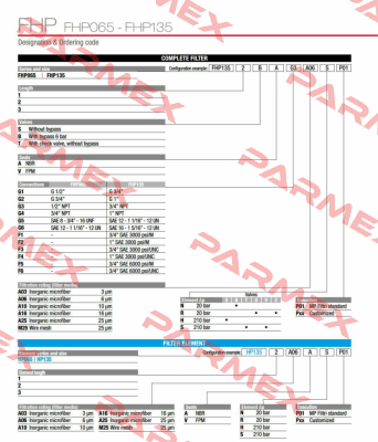 FHP-135-1-B-A-G1-M25-N-P01 MP Filtri