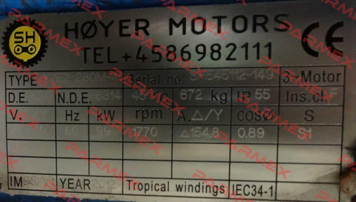 Y2E2 280M-4 Serial No:sh545112-149 Hoyer Motors