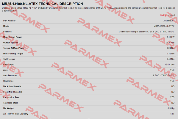 2051478364 / MR25-13100-KL-ATEX Desoutter