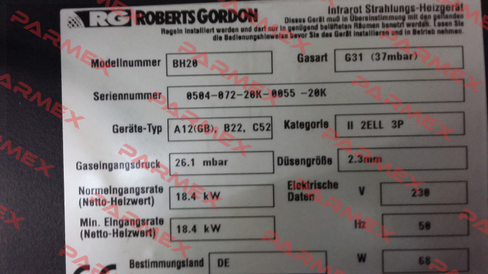 Abgasventilator BH Airflow  Combat (formerly Roberts Gordon)